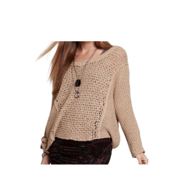 Free People V- Neck Open Knit Sweater - Picture 1 of 5